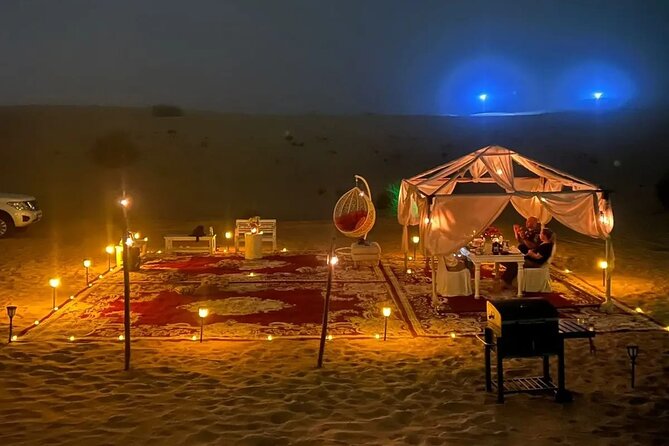 5 hours Private Desert Safari Setup in Dubai - Gahwa, dates, barbecue, and dinner under the stars