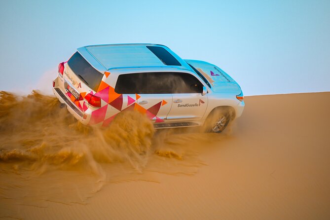 Abu Dhabi Evening Desert Safari - Private car Dune bashing & BBQ - Camel farm visit and desert photo stops