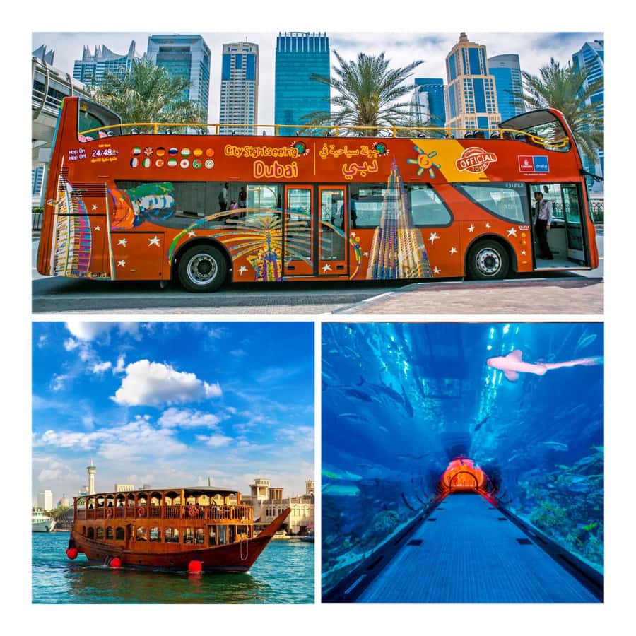 City Sightseeing Dubai Hop-On Hop-Off Bus Tour & Dhow Cruise - Starting at Dubai Mall’s Stop 1