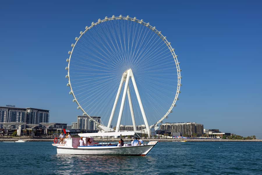 Dubai: Abra Boat Tour in Dubai Marina, Ain Dubai, JBR - Dubai Marina Mall passes by quickly