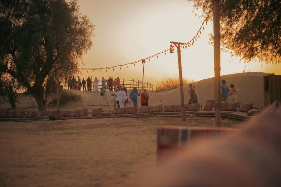 Dubai: Al Marmoom and Al Qudra Lakes Guided Tour with Dinner - Al Marmoom Oasis after dark
