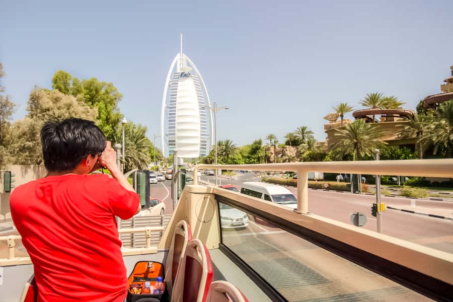 Dubai: Big Bus Hop-On Hop-Off Tour & Optional Dhow Cruise - The blue route to Palm Jumeirah and Atlantis