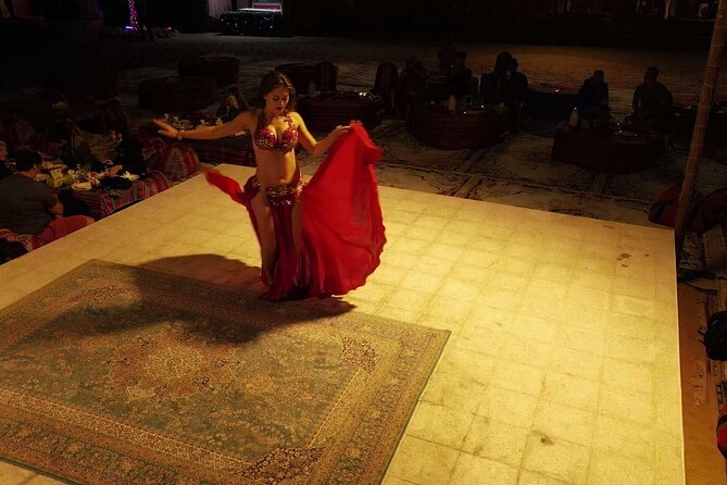 Dubai: Buggy Dune Bashing, Sand Boarding, Camel Ride & Show - BBQ dinner with belly dancing and Tanoura