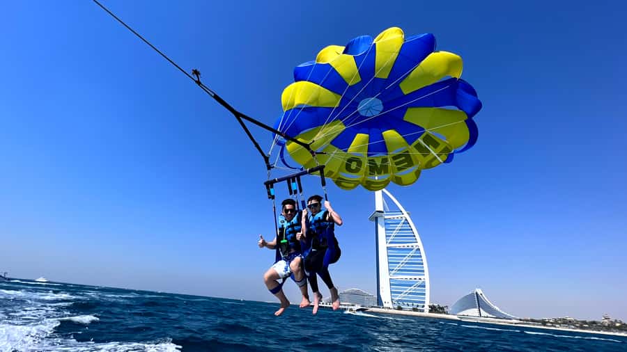 Dubai: Burj Al Arab Parasailing, Ice Cream, Pics, and Videos - A five-minute cruise sets up the flight