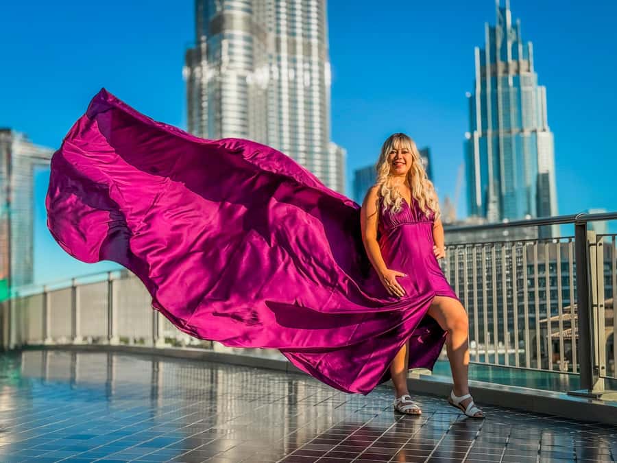 Dubai: Burj Khalifa Flying Dress Videography Shoot - The dress, the flying effect, and the extra charges
