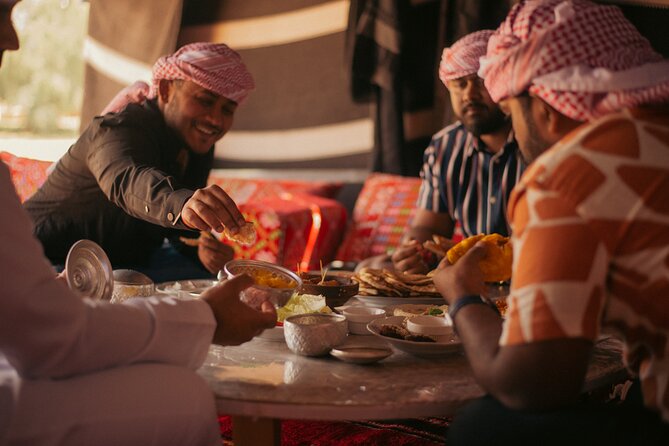 Dubai: Camel Caravan, Bedouin Breakfast with Al Marmoom Oasis - Arabic coffee, traditional dress, and falcon photos