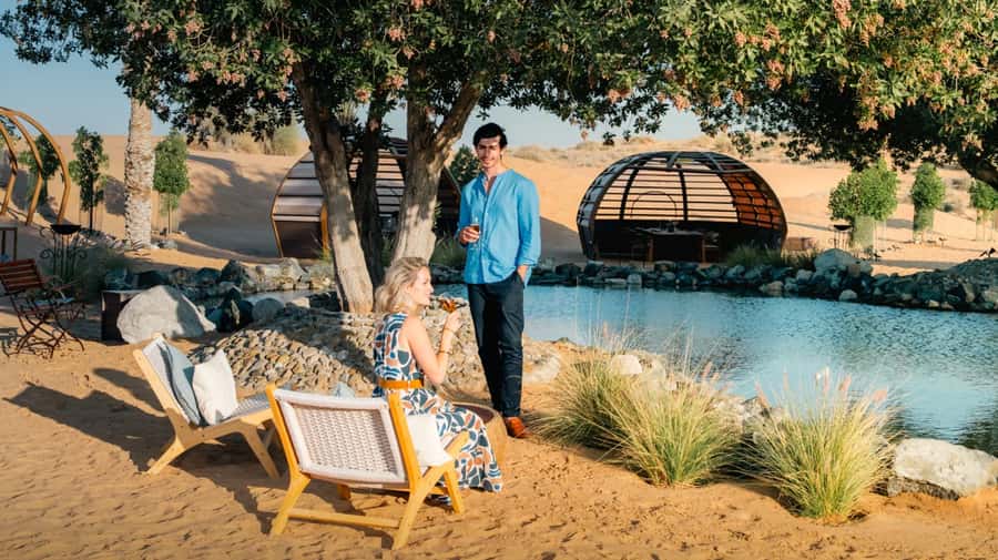 Dubai: Conservation Drive & Platinum Breakfast - A short camel ride around the oasis