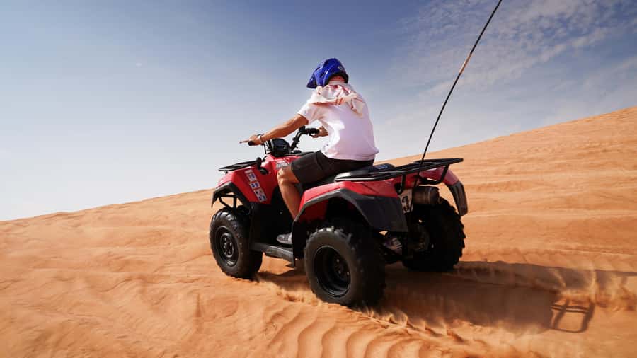 Dubai Desert Adventure: Red Dunes Guided Quad/Polaris & BBQ - One Hour on the Red Sand