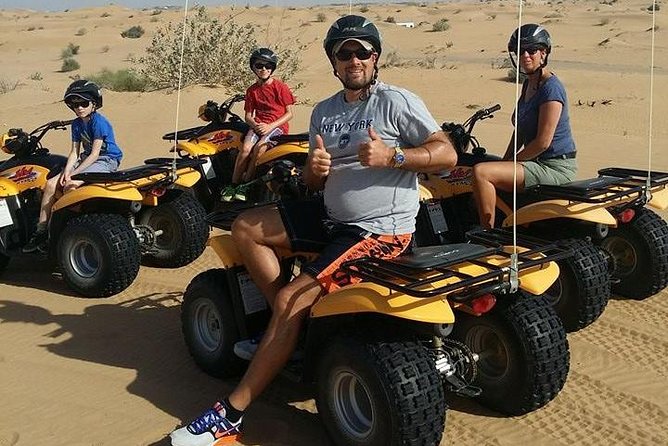 Dubai Desert Afternoon Quad Safari with Camel Ride, BBQ Dinner and Belly Dancing - Sunset photos among the dunes
