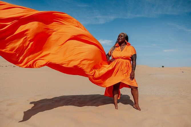 Dubai Desert Flying Dress Photoshoot - Posing in the Open Sand