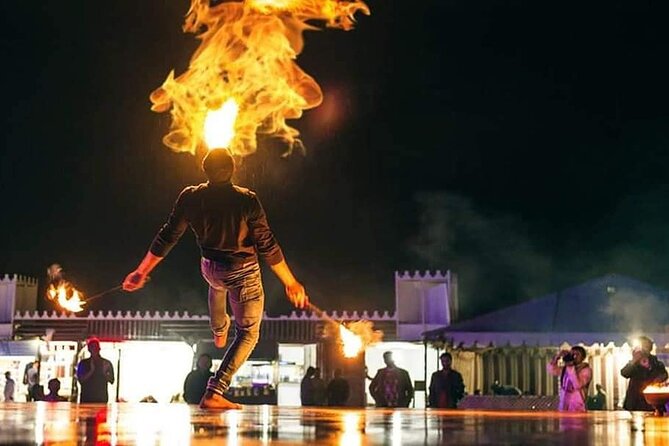 Dubai Desert Safari 20 mins Dune Bashing BBQ Live Show Camel Ride - Belly Dancing, Fire Show, and Cultural Entertainment