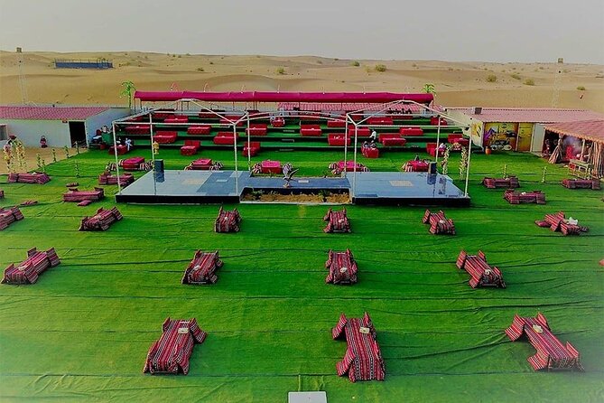 Dubai: Desert Safari 4x4 Dune with Camel Riding and Sandboarding - Belly dance, tanoura, fire, and Ayala performances