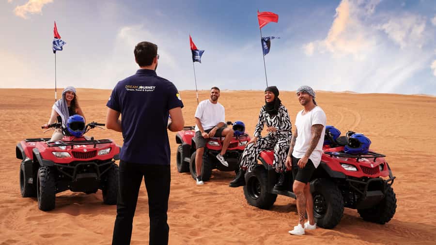 Dubai Desert Safari - Camel Ride, Sandboarding & 30 Min Quad - The highest dune, sandboarding, and photographs