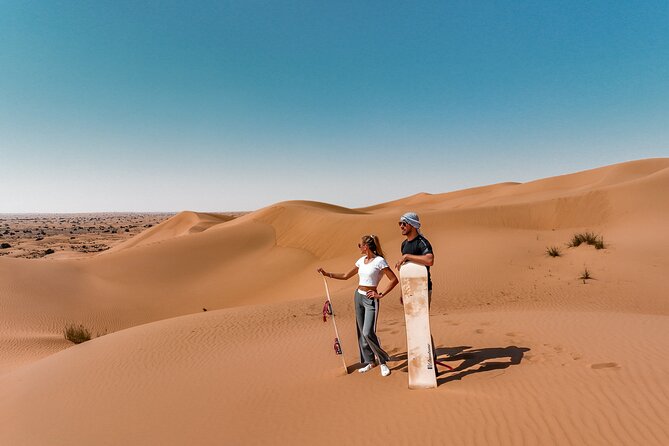Dubai Desert Safari: Camel Ride, Sandboarding, BBQ & House Drinks - From Dubai hotels to the desert at 3:30 pm