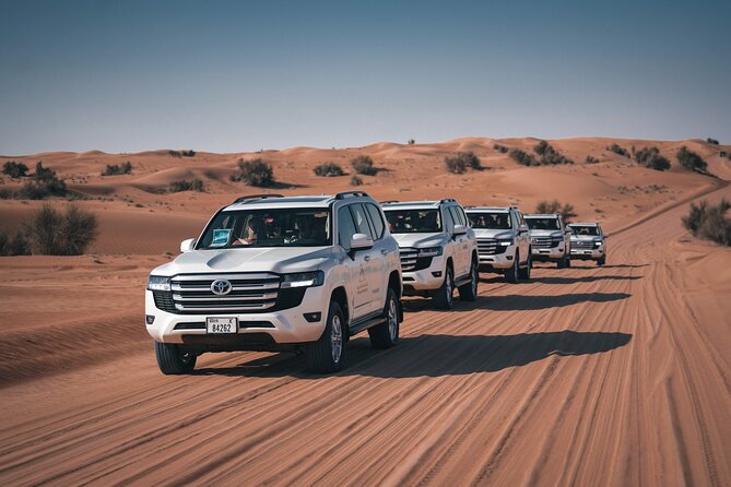 Dubai Desert Safari: Camel Ride, Sandboarding, BBQ & House Drinks - Entering the Dubai Desert Conservation Reserve