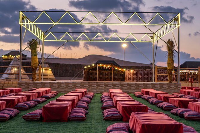 Dubai Desert Safari with BBQ, Dune, Live Shows - Sunset atmosphere and the evening program