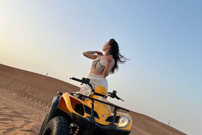 Dubai Desert Safari with Quad Bike, sandboarding, live show & BBQ - From Dubai to Lahbab’s red dunes