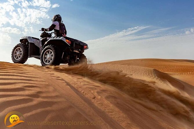 Dubai Desert Safari with Quad Bike, sandboarding, live show & BBQ - Sandboarding and the sunset photo stop