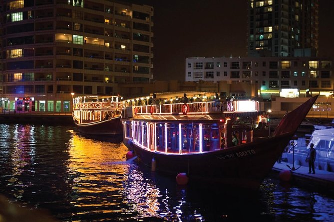 Dubai Dhow Dinner Cruise Marina with pickup drop option - A traditional dhow with a very modern backdrop