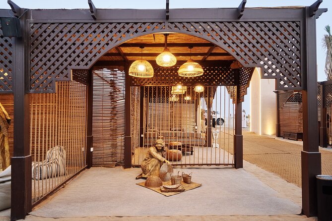 Dubai Evening Desert Safari BBQ Dinner & Transfer to Noble Camp - Red dunes, dune bashing, and sunset at Lahbab