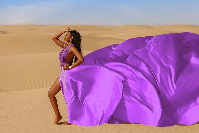 Dubai Flying Dress Private Photoshoot in the Desert - Posing Among the Dunes