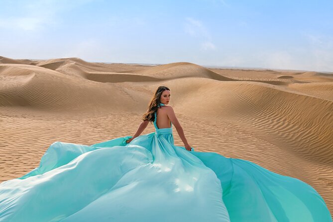 Dubai Flying Dress Private Photoshoot in the Desert - Private Pickup From Dubai to the Dunes