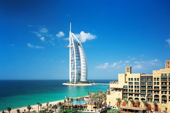 Dubai Full Day Tour without Lunch from Abu Dhabi - Jumeirah Public Beach and the famous sail-shaped view
