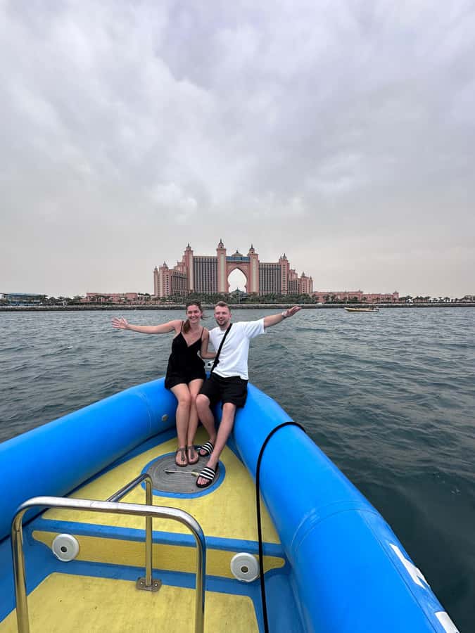 Dubai: Guided Speedboat Tour with City Sights & Ice Cream. - Ain Dubai and the return view of the skyline