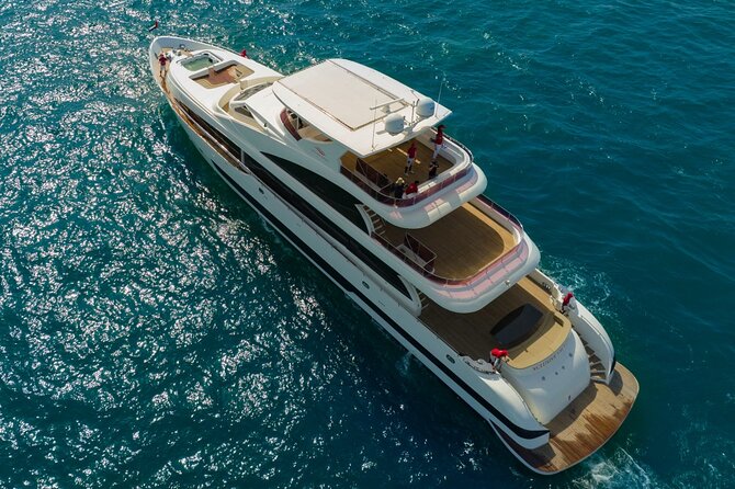 Dubai Harbour Super Yacht Experience with gourmet & Drinks - Swimming stops can be fun, or frustrating