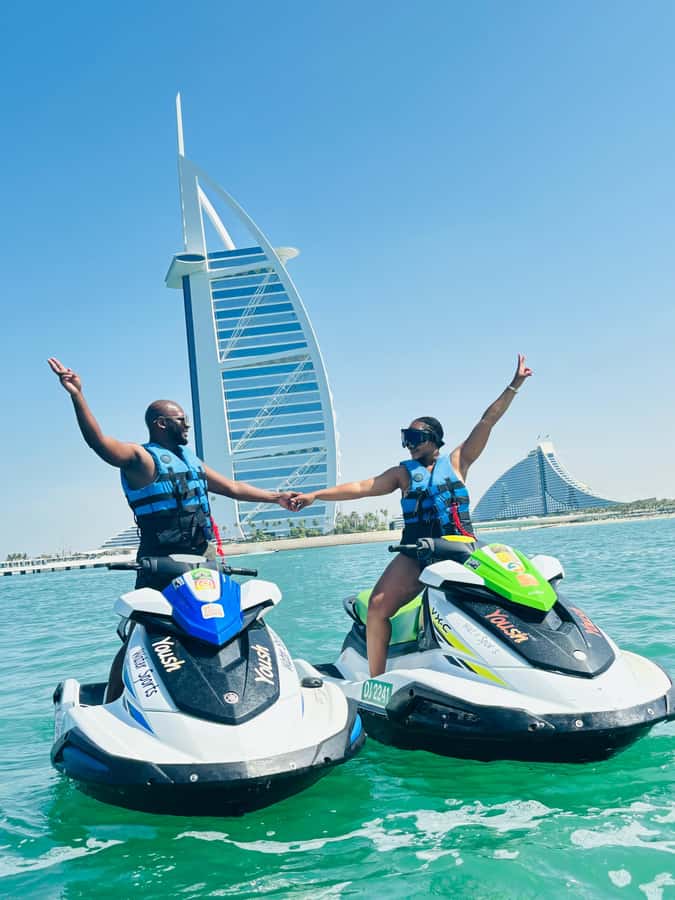 Dubai: Jet Ski Tour of Burj Al Arab & Atlantis the Palm - The return ride and Dubai skyline