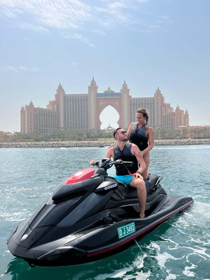 Dubai: Jet Ski Tour To Dubai marina, JBR - Meeting near Burj Al Arab and preparing to ride