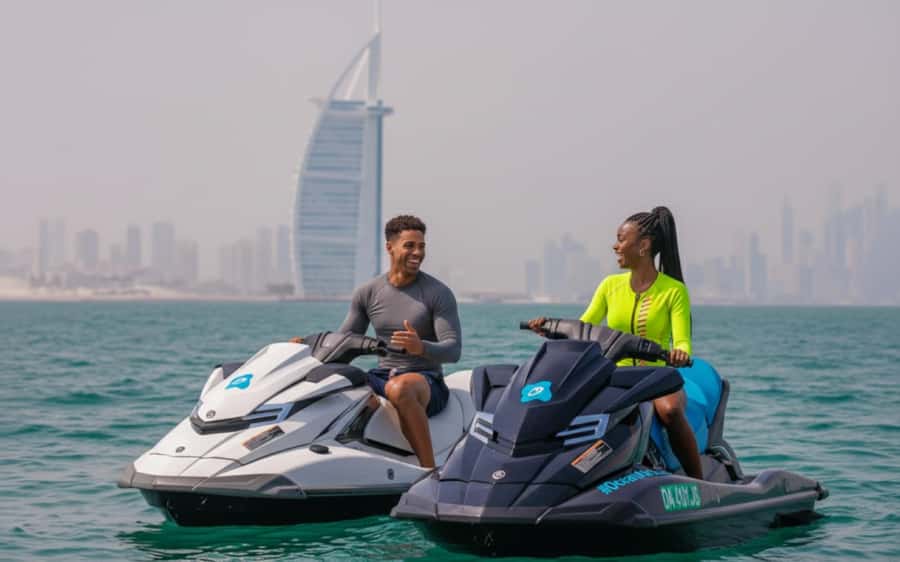 Dubai: Jetski, Burj Khalifa, Burj Al Arab, Juice, & Photos - Riding toward the Dubai skyline