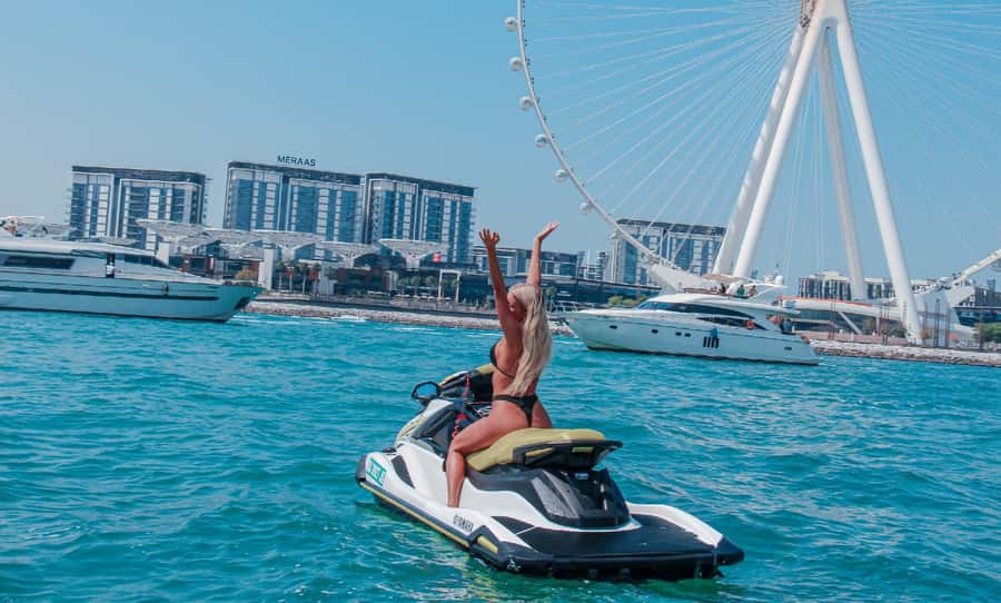 Dubai: Jetski Tour to Dubai Eye, JBR, Palm & Burj Al Arab - JBR Beach and the fun part of the ride