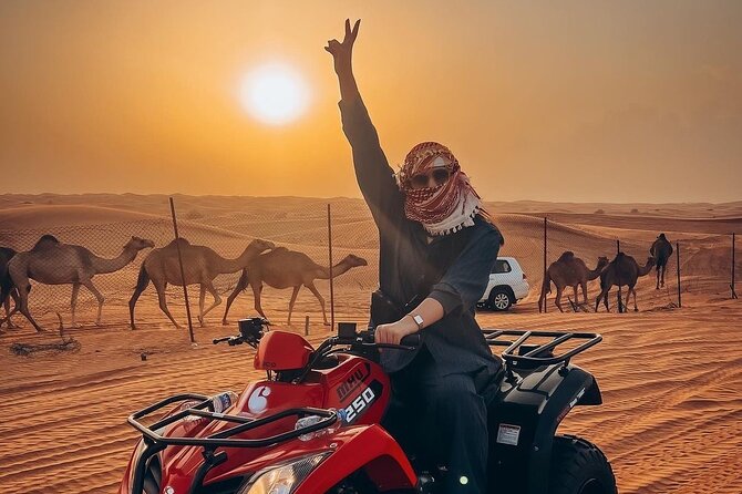 Dubai: Morning Quad bike & Safari Adventure , Sandboarding, camel - Sandboarding on soft dunes