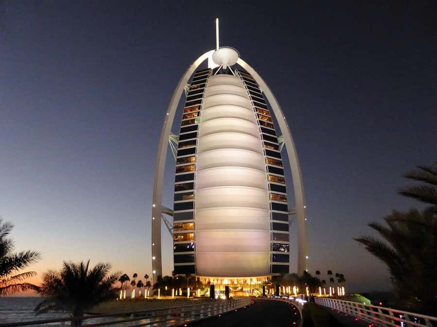 Dubai: Nighttime Guided City Tour by Van & Blue Water Island - Burj Al Arab and the sail-shaped skyline