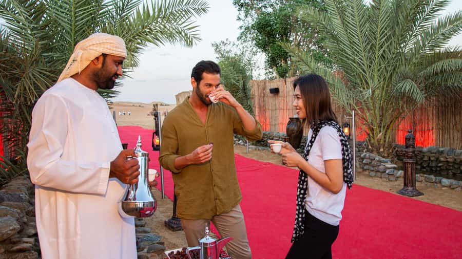 Dubai: Premium Desert Safari, Camel Ride, BBQ & Sandboarding - Arabic Coffee, Dates, and a Three-Course BBQ Dinner