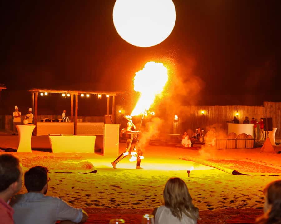 Dubai: Premium Desert Safari, Camel Ride, BBQ & Sandboarding - Belly Dancing, Tanoura, and the Fire Show