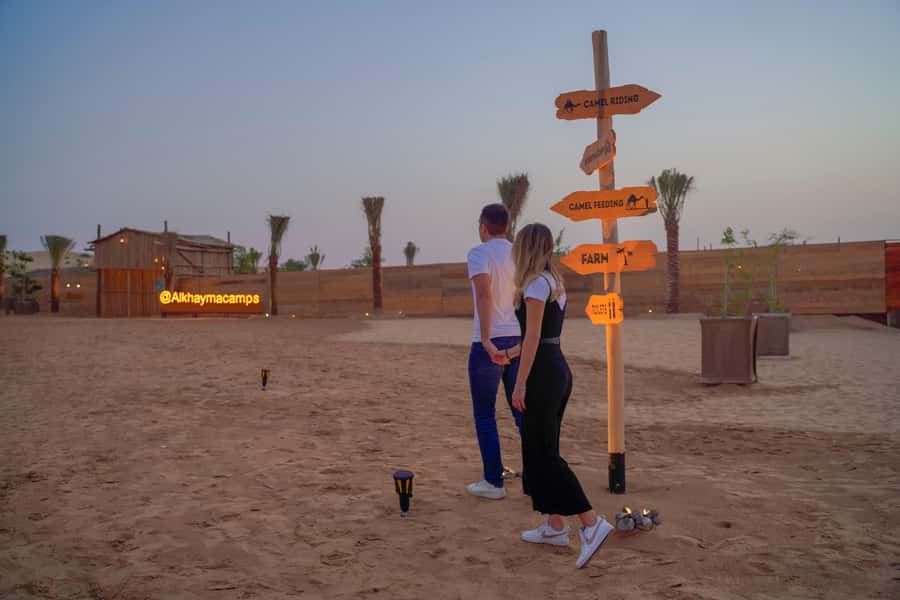 Dubai: Premium Safari, Camel Ride & Al Khayma Camp 3-Buffets - Arrival at Al Khayma Camp with Arabic coffee and dates