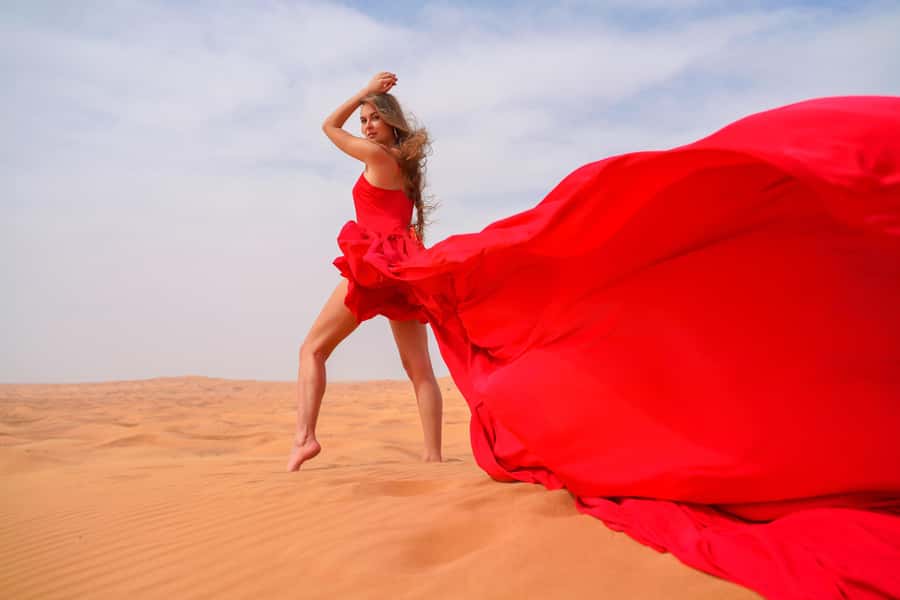 Dubai: Private Flying Dress Photography and Dune Drive Trip - Key points to know before booking