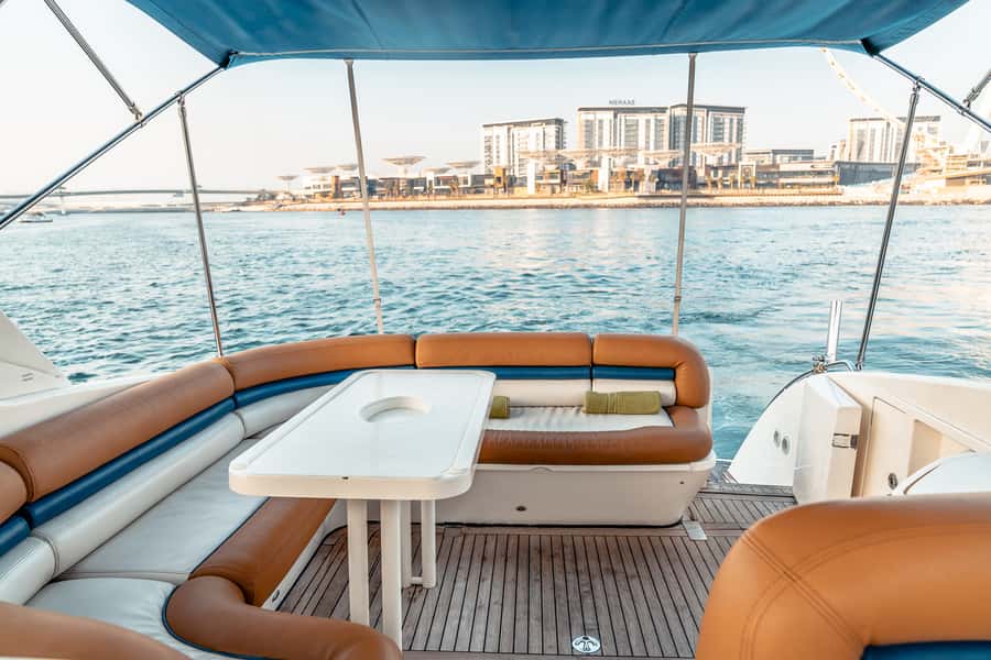 Dubai: Private Luxury Everest Yacht Cruise from Dubai Marina - Barbecue, fishing, music, and swimming