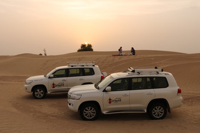 Dubai Private Premium Desert Safari with BBQ Dinner in 4WD - Sunset photographs and sandboarding