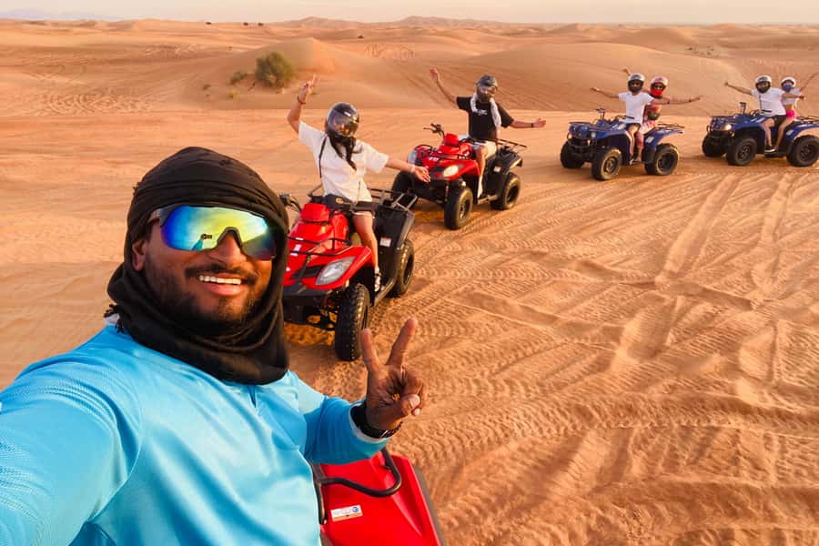 Dubai: Quad Bike Safari, Camels & Al Khayma Camp BBQ Dinner - Sandboarding and the big desert photo stop
