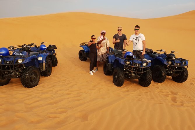 Dubai: Quad Bike Safari, Camels, & Camp with BBQ Dinner - One hour on a quad bike in Lahbab