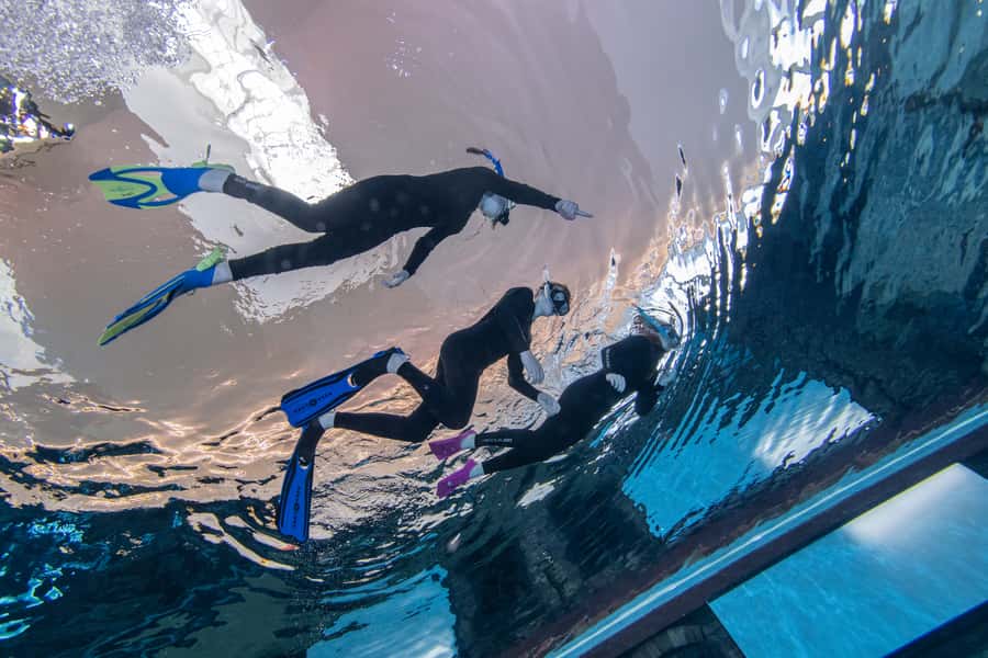 Dubai: Snorkeling at Deep Dive World's Deepest Pool - Arriving at the Deep Dive Dubai sign
