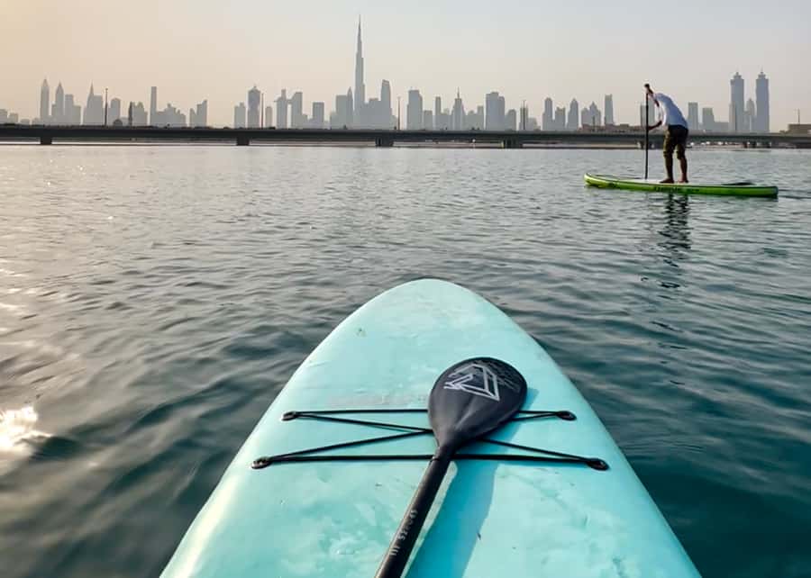 Dubai: Stand-Up Paddle Boarding with Burj Khalifa View - One hour on clear water near the Dubai skyline