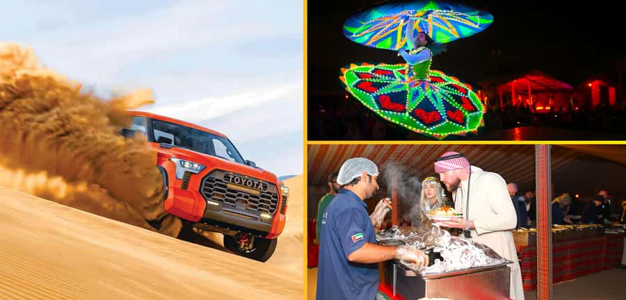 Dubai: Tour with BBQ Dinner, Camel Ride, & Traditional Show - From Dubai streets to Al Aweer