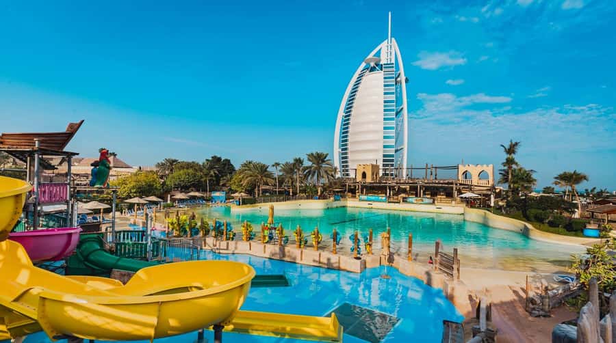 Dubai: Wild Wadi Waterpark Entrance Ticket - A waterpark with a Burj Al Arab view