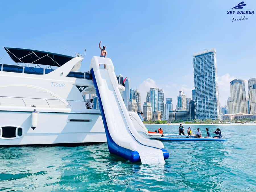 Dubai: Yacht Cruise with Swimming, Snorkeling and BBQ Lunch - The JBR Beach Swimming Stop