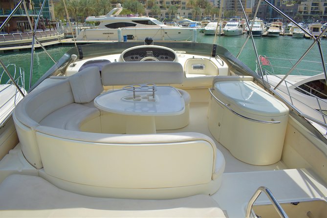 Dubai Yacht Rental - Book 58 ft Private Yacht up to 28 persons - Food, drinks, and the onboard sound system