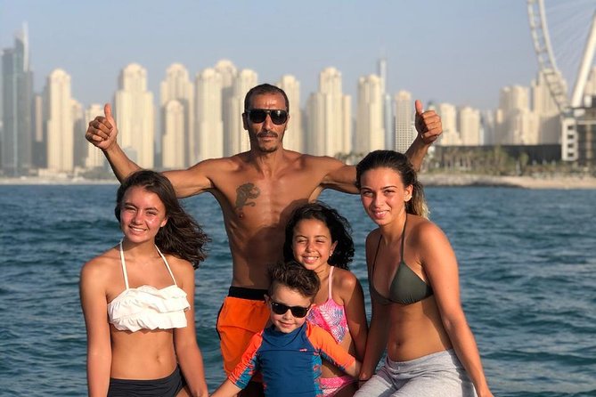 Dubai Yacht Sea escape Cruise, Swim, Tan & Sightsee! - The swimming stop and onboard relaxation